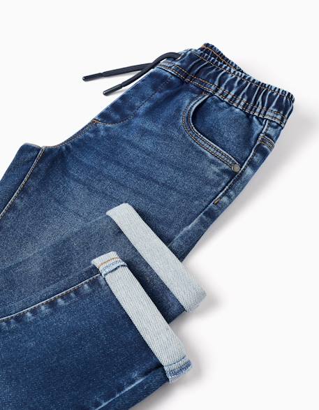 Pantalon de jogging en jean avec cordon de serrage et 5 poches Bleu foncé 4 - vertbaudet enfant 