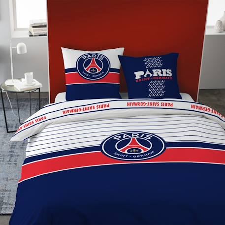 Parure de lit imprimée 100% coton, psg logo Bleu 1 - vertbaudet enfant 