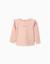 T-shirt à manches longues avec volants et broderie Rose clair 1 - vertbaudet enfant 