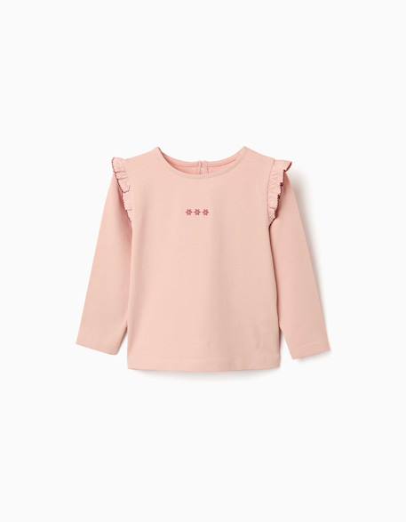 Fille-T-shirt à manches longues avec volants et broderie