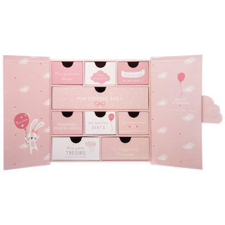 Coffret cadeau naissance 9 tiroirs - royaume des souvenirs Bleu+Rose 9 - vertbaudet enfant 