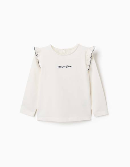 Fille-T-shirt à manches longues avec volants et broderie