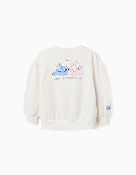 Sweat en coton peigné avec imprimé stitch & angel Blanc 2 - vertbaudet enfant 