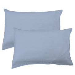 Linge de maison et décoration-Set de 2 taies d'oreiller unies en coton, gaze de coton