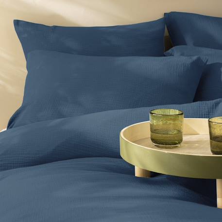 Parure de lit unie en coton, gaze de coton Blanc+Bleu paon+Chocolat+Lichen+Naturel 10 - vertbaudet enfant 