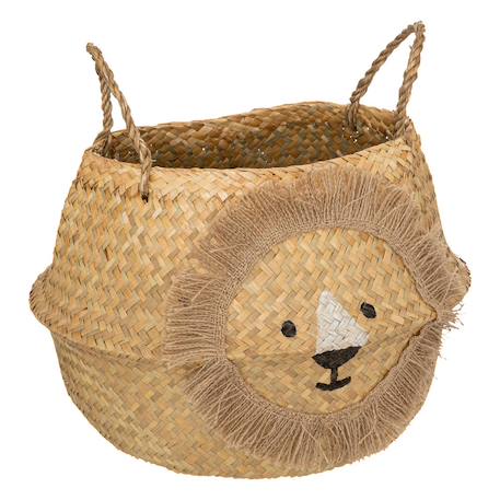 Panier enfant pliable en jute et roseau - lion Marron 2 - vertbaudet enfant 