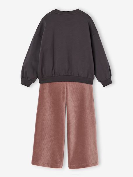 Ensemble fille sweat et pantalon anthracite+écru 4 - vertbaudet enfant 