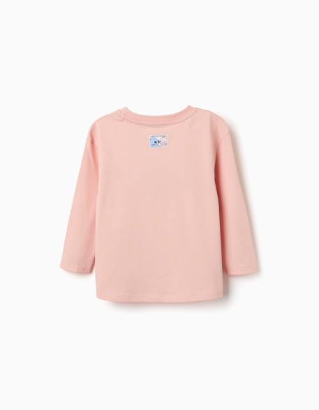 T-shirt en coton à manches longues avec imprimé stitch vibes Rose clair 2 - vertbaudet enfant 