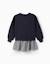 Robe bi-matière en coton avec motif vichy Bleu foncé 2 - vertbaudet enfant 