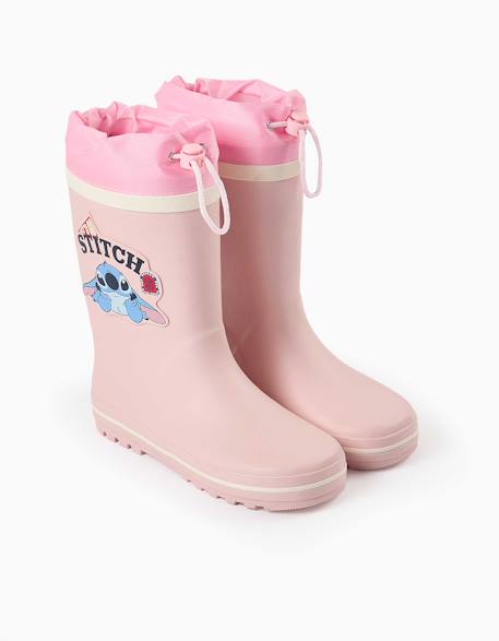Bottes en caoutchouc avec imprimé stitch et fermeture à cordon Rose 2 - vertbaudet enfant 