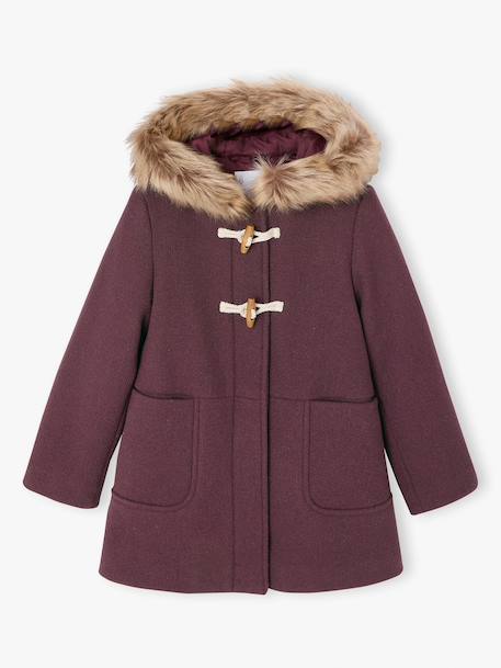 Duffle-coat à capuche fille drap de laine blush+camel+prune+vert de gris 19 - vertbaudet enfant 