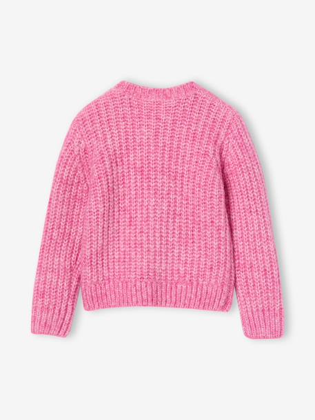 Gilet fille loose maille mousseuse bleu pétrole+gris chiné+menthe+rose+violine 16 - vertbaudet enfant 