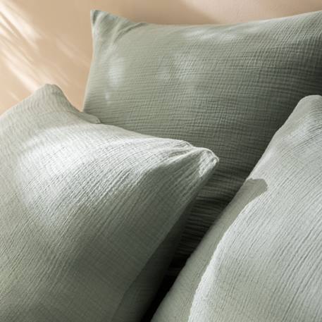 Parure de lit unie en coton, gaze de coton Blanc+Bleu paon+Chocolat+Lichen+Naturel 21 - vertbaudet enfant 