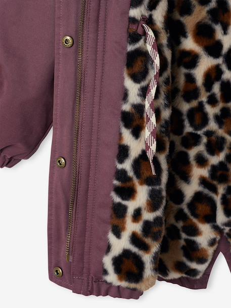 Parka fille à capuche doublée imitation fourrure bois de rose+noir+prune+vert foncé 20 - vertbaudet enfant 