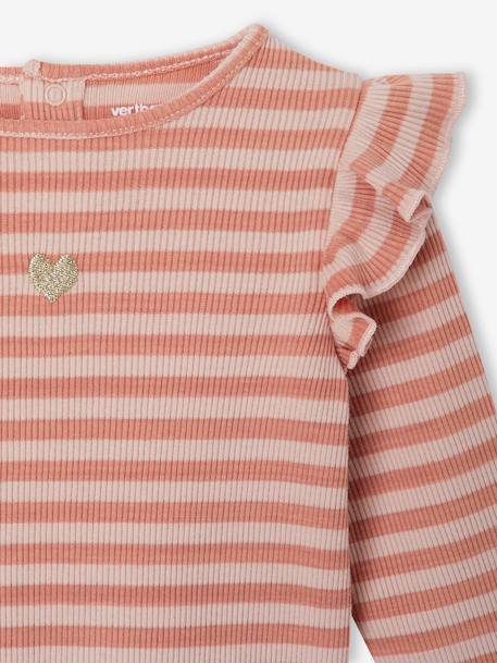 T-shirt manches longues bébé fille rose+vanille 2 - vertbaudet enfant 