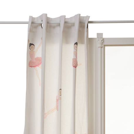 Rideau en coton motifs brodés ballerines - tufy Blanc+Blanc multicolore+Bleu clair+Rose 17 - vertbaudet enfant 