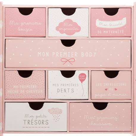 Coffret cadeau naissance 9 tiroirs - royaume des souvenirs Bleu+Rose 10 - vertbaudet enfant 