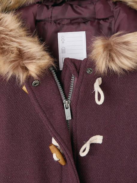 Duffle-coat à capuche fille drap de laine blush+camel+prune+vert de gris 21 - vertbaudet enfant 