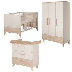 Chambre et rangement-Ensemble de meubles pour bébé ‘Sidney’ duo – pieds et poignées en bois massif