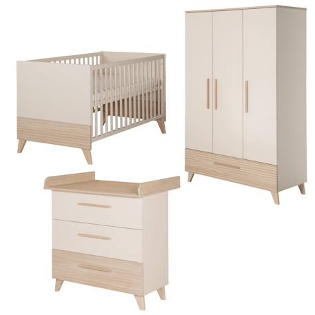 Ensemble de meubles pour bébé ‘Sidney’ duo – pieds et poignées en bois massif Cachemire / chêne 1 - vertbaudet enfant 