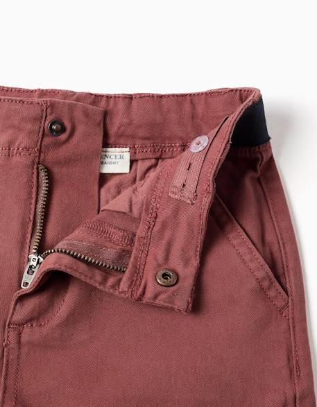 Pantalon chino en sergé à coupe droite avec bande élastique Marron 3 - vertbaudet enfant 
