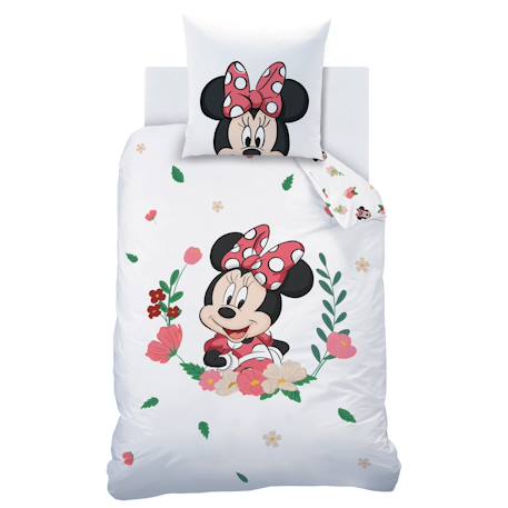 Parure de lit imprimée 100% coton, disney home minnie flower Blanc 3 - vertbaudet enfant 