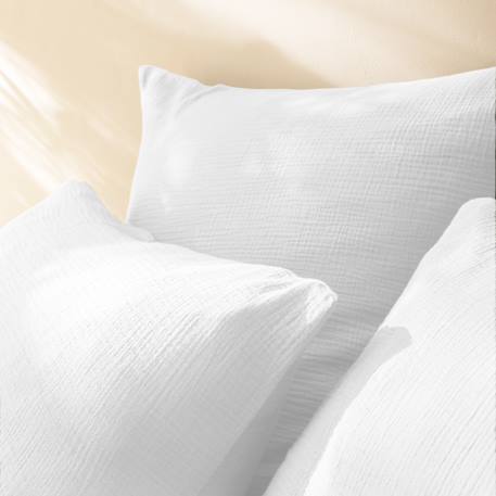 Parure de lit unie en coton, gaze de coton Blanc+Bleu paon+Chocolat+Lichen+Naturel 4 - vertbaudet enfant 