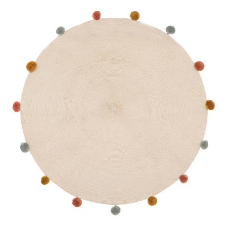 Tapis rond avec pompons - arlequin Beige 2 - vertbaudet enfant 