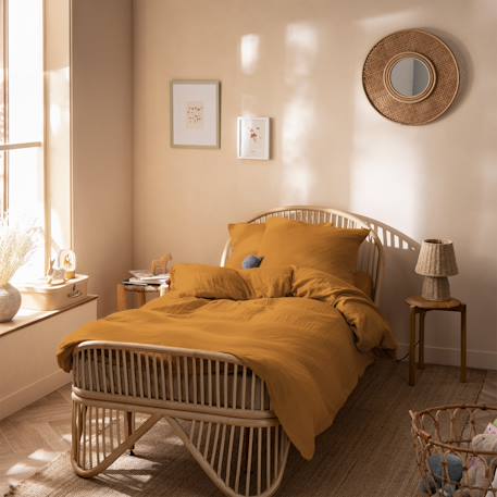 Housse de couette unie en coton, gaze de coton Blanc+Caramel+Chocolat+Lichen+Naturel 12 - vertbaudet enfant 