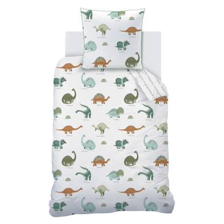 Parure de lit imprimée 100% coton, dinos Blanc 3 - vertbaudet enfant 