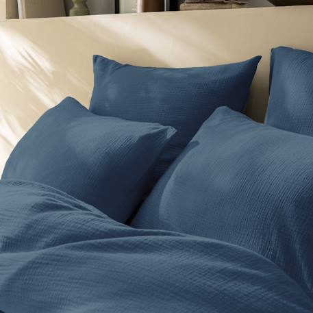Parure de lit unie en coton, gaze de coton Blanc+Bleu paon+Chocolat+Lichen+Naturel 9 - vertbaudet enfant 
