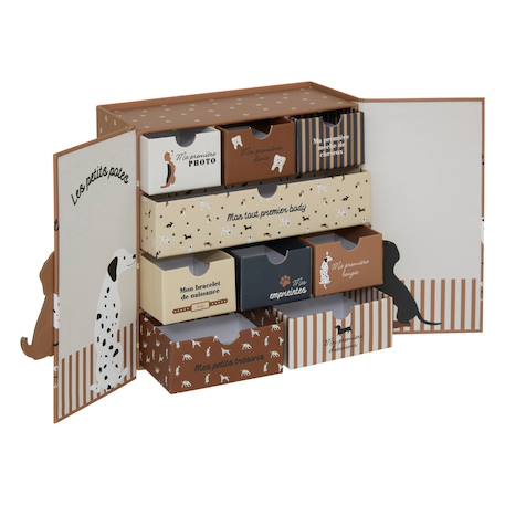Coffret de naissance souvenirs 9 tiroirs - cilia Beige+Rose 3 - vertbaudet enfant 