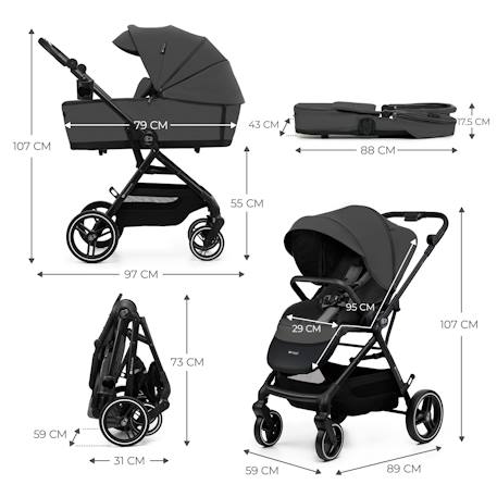 Poussette 3 en 1 Kinderkraft YOXI avec Nacelle Transformable, Siège Réversible, MINK PRO i-Size et Roues Increvables Gris clair+Vert 6 - vertbaudet enfant 