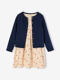 -Ensemble fille cardigan et robe imprimée fleurs