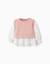Pull bi-matière en maille et coton Rose clair 1 - vertbaudet enfant 