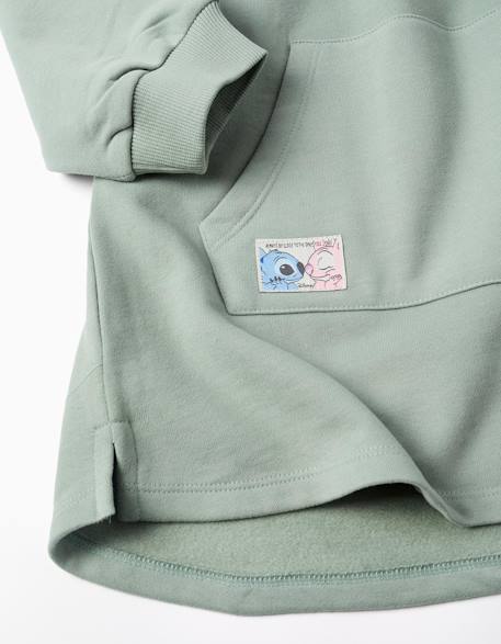 Robe sweat en coton peigné à capuche et imprimé stitch Vert 4 - vertbaudet enfant 