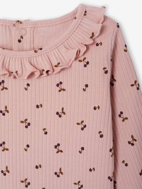 T-shirt bébé imprimé de petits coeurs vanille+vieux rose 6 - vertbaudet enfant 