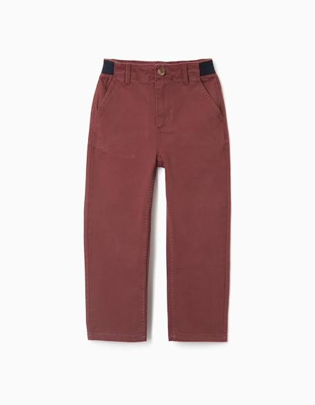Garçon-Pantalon-Pantalon chino en sergé à coupe droite avec bande élastique