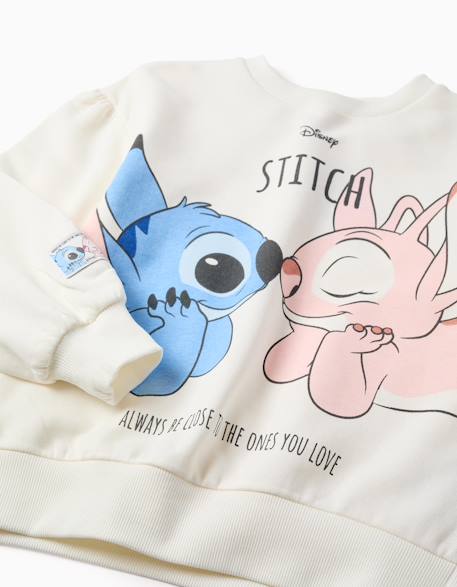 Sweat en coton peigné avec imprimé stitch & angel Blanc 3 - vertbaudet enfant 