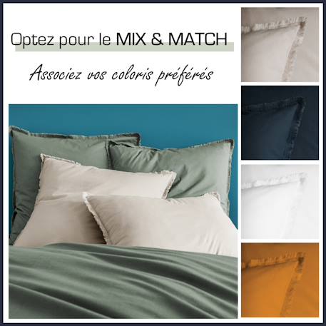 Housse de couette unie en coton, coton lavé Bleu glacier+Bleu nuit+Caramel+Lichen+Lin+Miel+Nude+Terre cuite 24 - vertbaudet enfant 