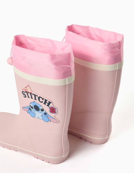 Bottes en caoutchouc avec imprimé stitch et fermeture à cordon Rose 4 - vertbaudet enfant 