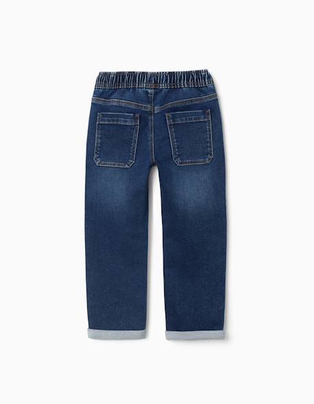 Pantalon de jogging en jean avec cordon de serrage et 5 poches Bleu foncé 2 - vertbaudet enfant 