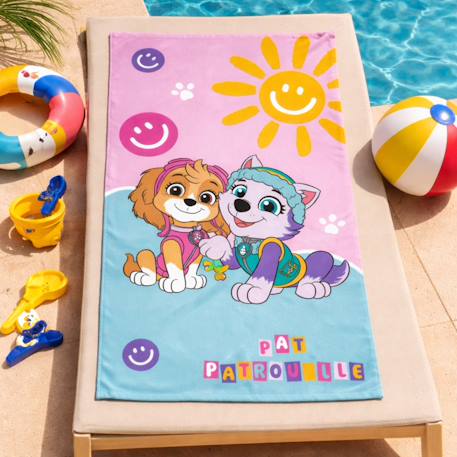 Serviette de bain et de plage imprimée 100% coton, pat patrouille soleil Bleu 3 - vertbaudet enfant 