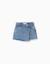 Jupe-short en jean avec fermeture asymétrique Bleu 1 - vertbaudet enfant 