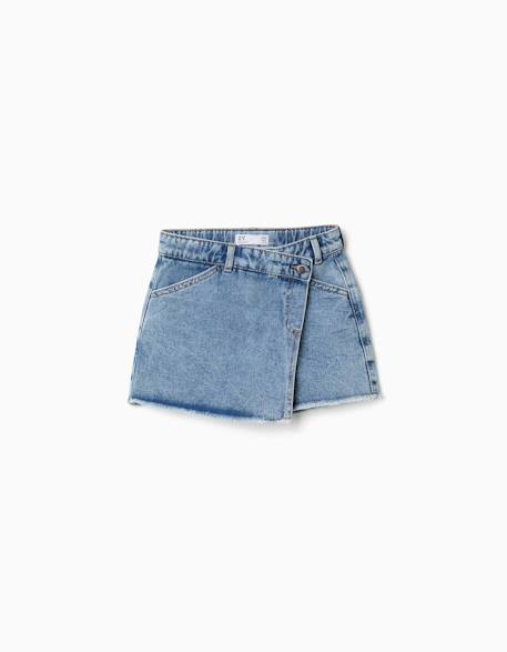 Fille-Jupe-short en jean avec fermeture asymétrique