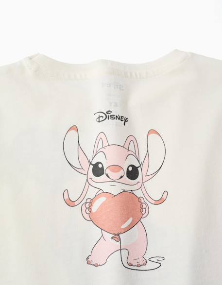 T-shirt en coton à manches longues avec imprimé stitch is cute Blanc 4 - vertbaudet enfant 