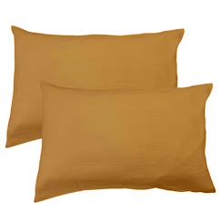 Linge de maison et décoration-Set de 2 taies d'oreiller unies en coton, gaze de coton