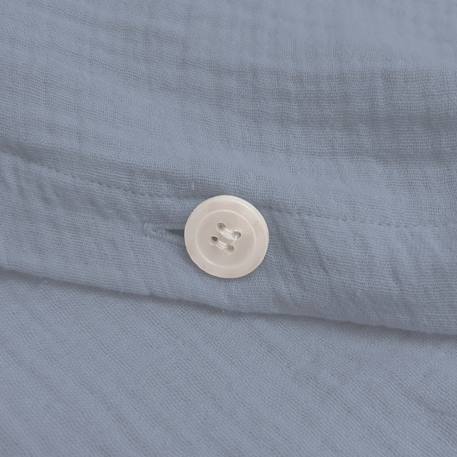 Parure de lit unie en coton, gaze de coton Blanc+Bleu horizon+Chocolat+Lichen+Naturel 10 - vertbaudet enfant 