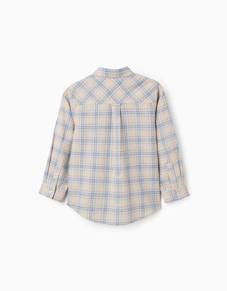 Chemise à manches longues en coton à carreaux Gris clair 2 - vertbaudet enfant 