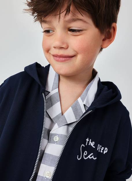 Sweat à capuche garçon Bleu 1 - vertbaudet enfant 